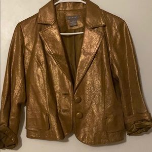 Genuine leather gold blazer